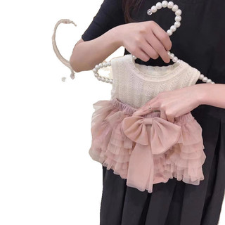 Bộ hai món váy và quần mùa hè cho bé gái, váy bánh cao cấp, bộ vest và quần ngắn dễ thương