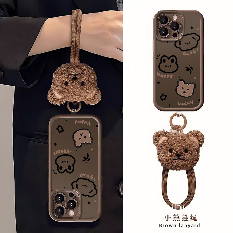 ibumpers Ốp Lưng IPhone Họa Tiết Hoạt Hình Đáng Yêu Đơn Giản Có Dây Đeo Ốp Điện Thoại Dày Dặn Silicon Mềm Chống Sốc Chống Bẩn Cho IPhone 16 15 14 12 13 11 Pro Max IP 7 8 Plus X XS XR