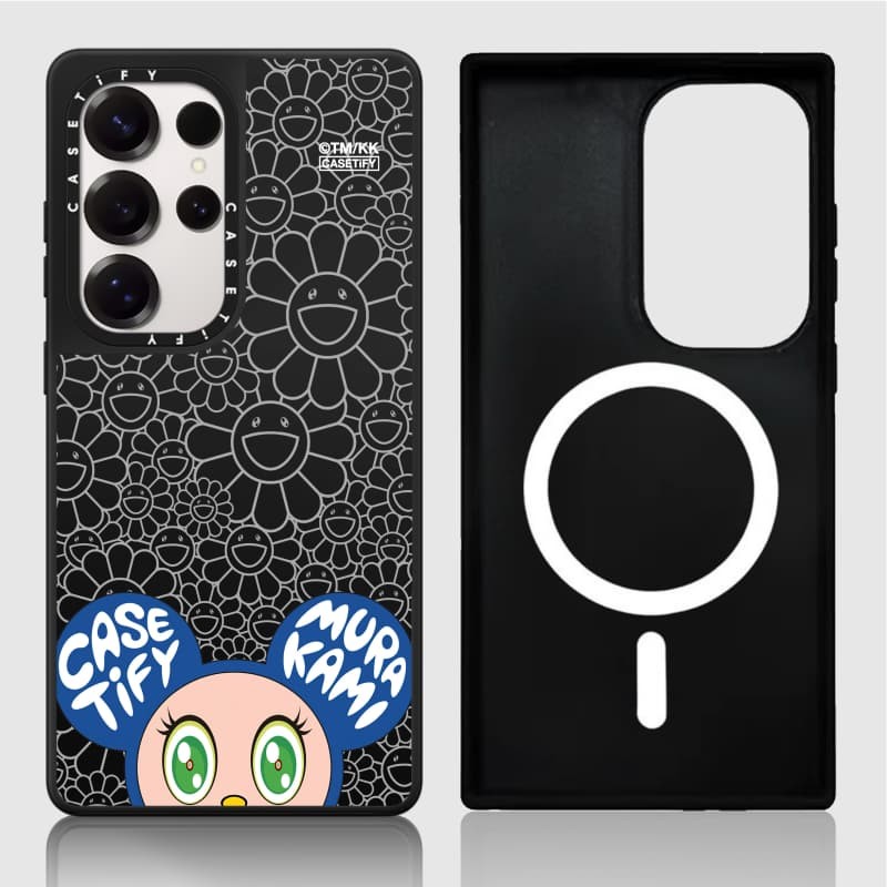 Takashi MURAKAMI x CASETiFY: MR. Ốp lưng cứng DOB Matte Black & Sliver Mirror hút từ tính Samsung Galaxy S23 S24 S25 Ultra Plus có hộp khắc logo