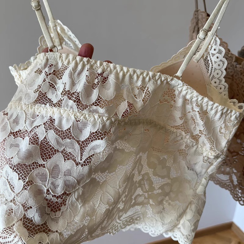 Gợi Cảm Ren Sling Nữ Có Miếng Lót Ngực Một Mảnh Cố Định Cup Áo Vest Phong Cách Ngắn