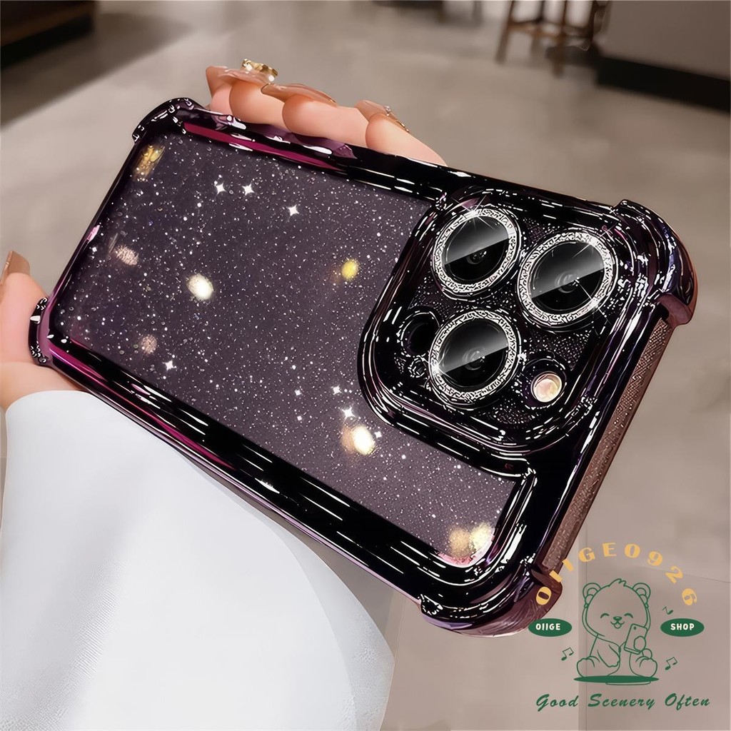 Mạ chống rơi túi khí lấp lánh Vỏ điện thoại iphone16 Pro Max 15 14 13 12 11 vỏ cho vỏ iPhone Vỏ mềm silicon TPU chống sốc