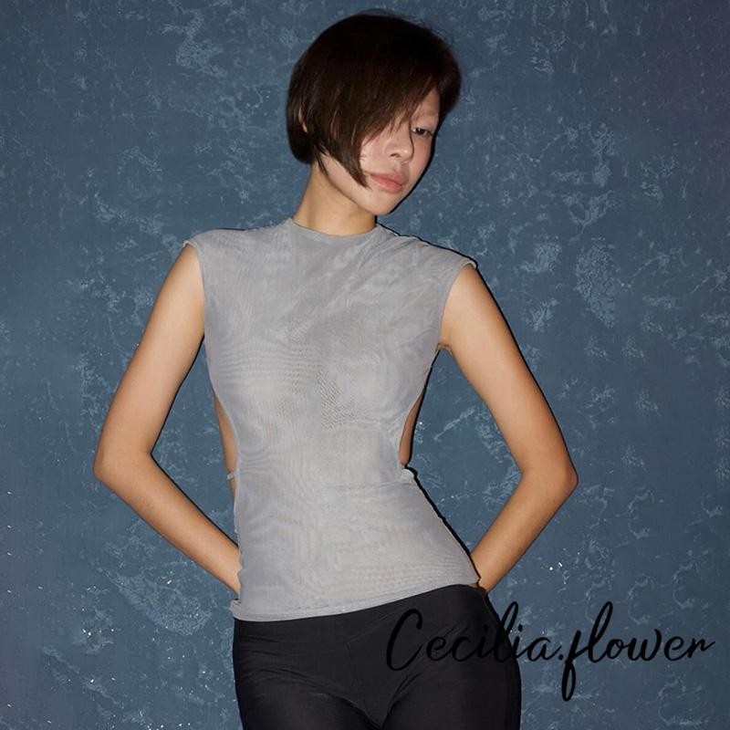 Áo thun nữ không tay thời trang bên trơn rỗng cổ tròn Slim Fit cho mùa hè