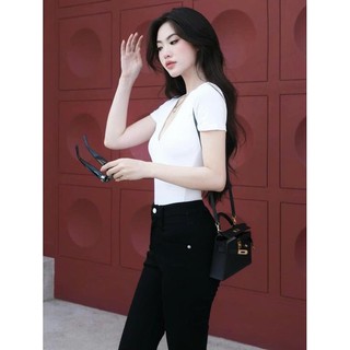 [Hàng Cao Cấp] Áo thun nữ cổ tim may không đường viền. Chất vải cotton 2 lớp mềm mịn, dày dặn A7 Top Women Shirt