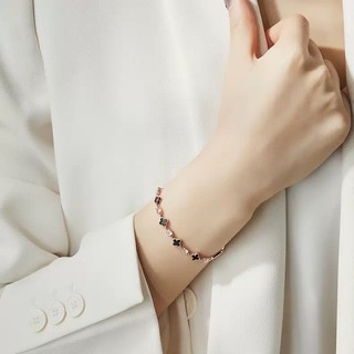 Châu Âu Mỹ ins Phong Cách Mới Kim Cương Bốn Lá Vòng Tay Cỏ Ba Lá Nữ