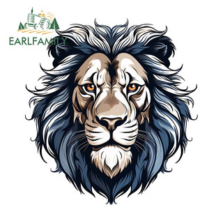 EARLFAMILY Lion Head Car Sticker Cá Tính Ván Trượt Xe Máy Phía Sau Kính Chắn Gió JDM Vinyl Decal Sáng Tạo Chống Trầy Xước Bảo Vệ Cửa Xe Ô Tô