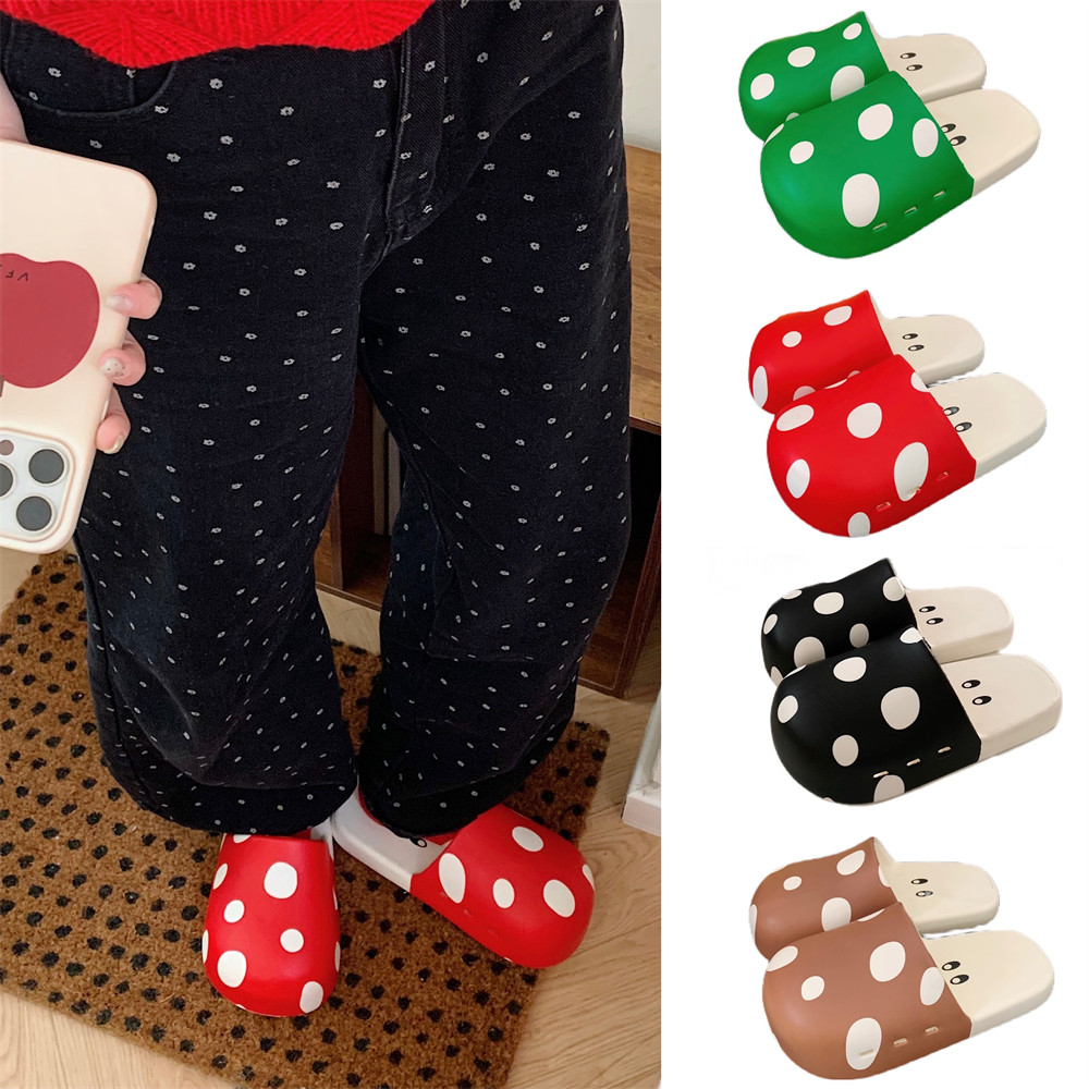 Sáng Tạo Dễ Thương Đỏ Xanh Nấm Baotou Dép Giày Lười Slip-On All-Match Casual eva Nhẹ Chống Trơn Trượt Dép Đi Biển