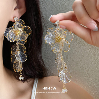 Bông tai tua rua hoa acrylic dát kim cương - Sang trọng và cao cấp