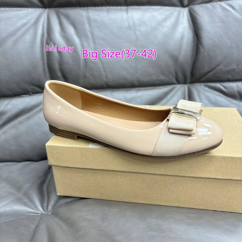 Size Lớn 37-42 Nữ Giày Đế Bằng Ba Lê Nơ Vải Khóa Thoải Mái Chống Trơn Trượt Ngoài Trời 0YK6