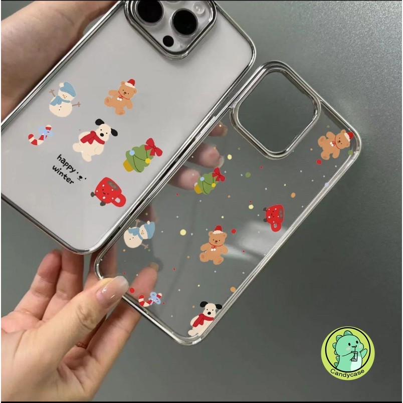 Vỏ Giáng Sinh Cho Xiaomi 14 13 13T 12 12T 12S Ultra 12X Mi 11 10s 9T 9 Pro Ultra Lite 10i 8 Civi 4 Pro 3 2 1s Mạ Vỏ Thùng Carton Dễ Thương Chó Gấu Trong Suốt Vỏ Điện Thoại Mềm