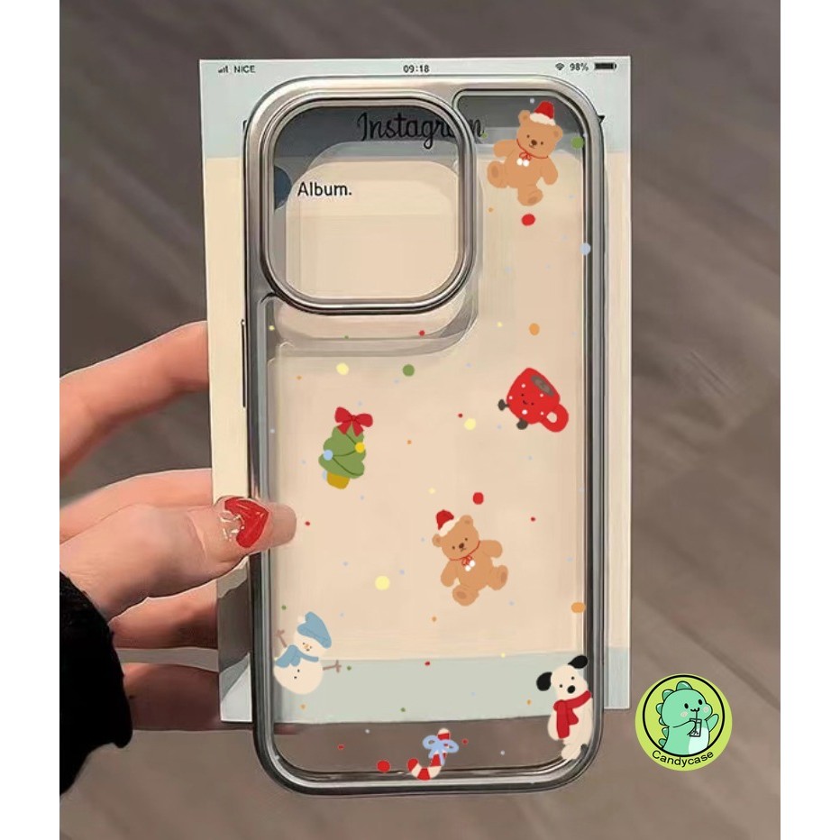 Vỏ Giáng Sinh Cho Xiaomi 14 13 13T 12 12T 12S Ultra 12X Mi 11 10s 9T 9 Pro Ultra Lite 10i 8 Civi 4 Pro 3 2 1s Mạ Vỏ Thùng Carton Dễ Thương Chó Gấu Trong Suốt Vỏ Điện Thoại Mềm