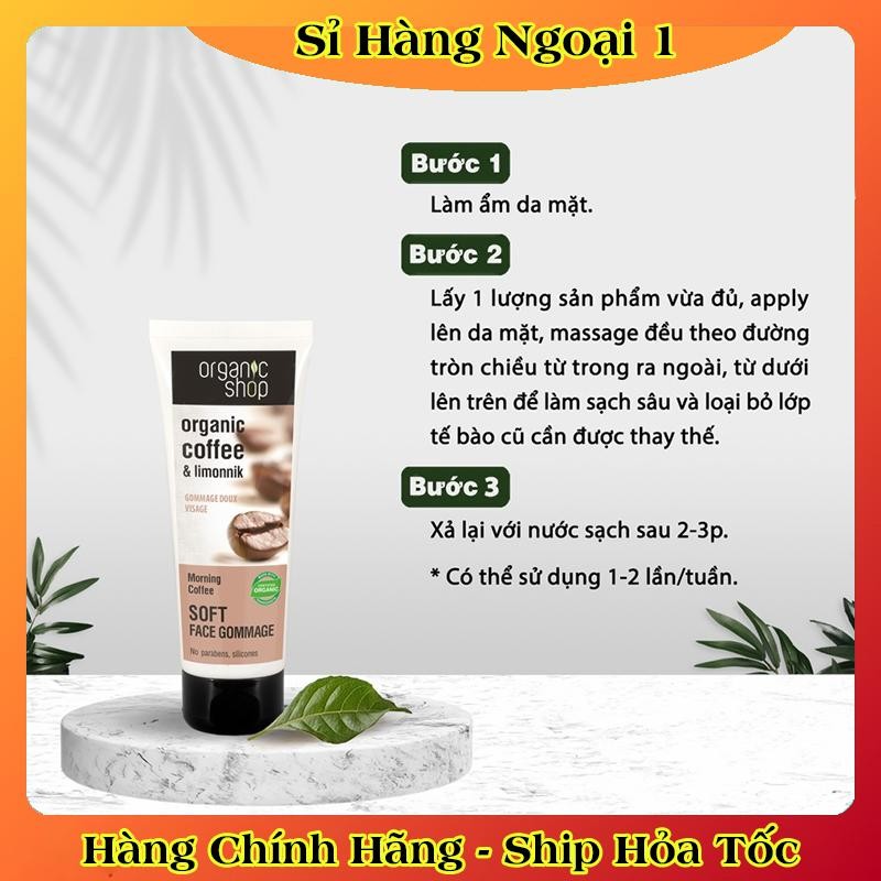 [DATE MỚI] Tẩy Tế Bào Da Chết Mặt, Body Cafe Organic Shop 75ml và 250ml của Nga