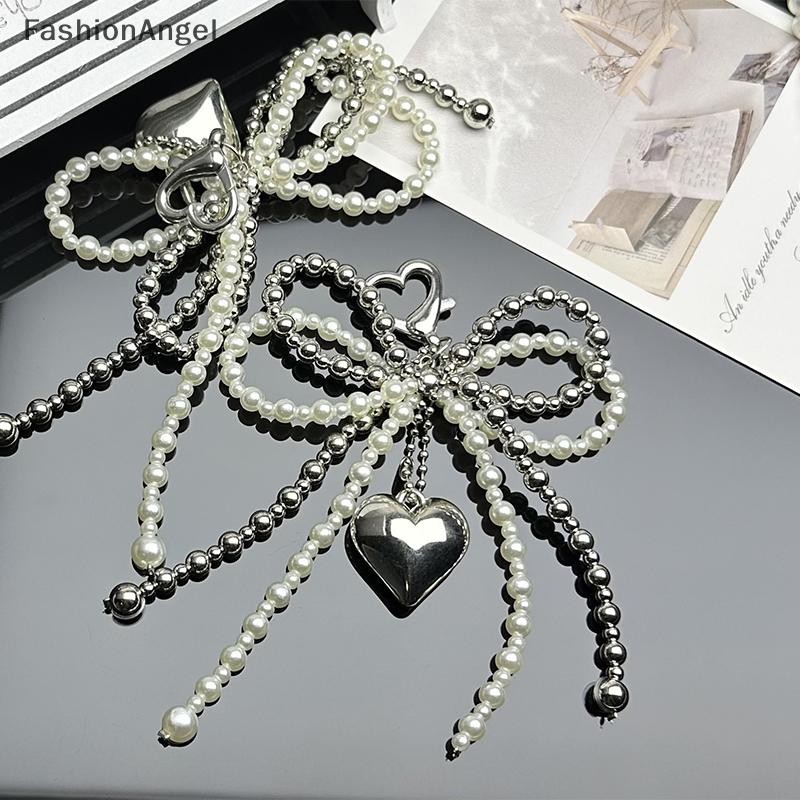 FashionAngel Ngọt Ngào Nơ Trái Tim Móc Khóa Mặt Dây Chuyền Đáng Yêu Đính Hạt Trang Trí Móc Khóa Quyến Rũ Điện Thoại Dây Quyến Rũ Túi Mặt Dây Chuyền VN