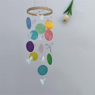 PWSSEND Chuông gió vỏ sò, Treo trang trí nội thất Vỏ cầu vồng Chuông gió, Trang trí nội thất thủ công đẹp bên ngoài