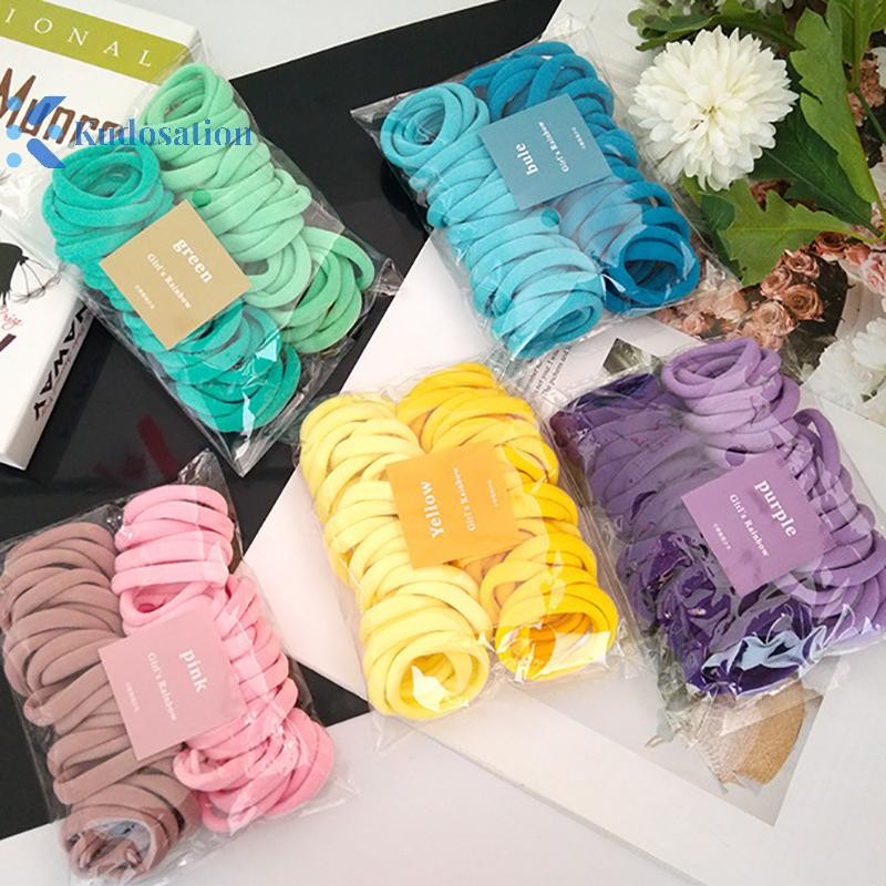 Kudosation 50 Cái / bộ Dây Buộc Tóc Co Giãn Bé Gái Phụ Kiện Tóc Nhiều Màu Sắc Nylon Trẻ Em Scrunchie Quà Tặng