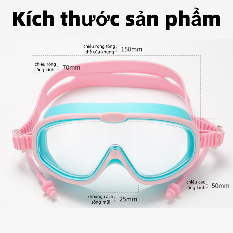 Kính Bơi Chống Sương Mù,Kính bơi trẻ em tầm nhìn rộng chống hơi nước gọng silicon mềm mại phù hợp