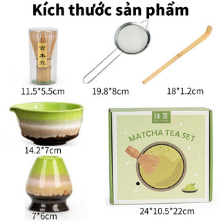 Bộ dụng cụ 2/5 món pha matcha gồm Bát đánh matcha,Bộ Dụng Cụ Pha Chế Matcha Cao Cấp,Chổi tre