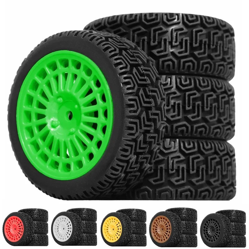 4 68mm Rally Lốp Lốp Cao Su Lốp Bánh Xe Cho Tamiya XV01 XV02 TT01 TT02 PTG-2 1 / 10 RC Rally Racing Xe Nâng Cấp Phần