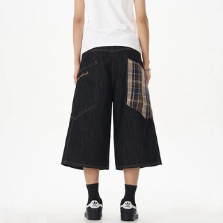 Quần short denim nam GKSSS thời trang phong cách Hồng Kông chất lượng cao phong cách trung tính phong cách đường phố thiết kế nối