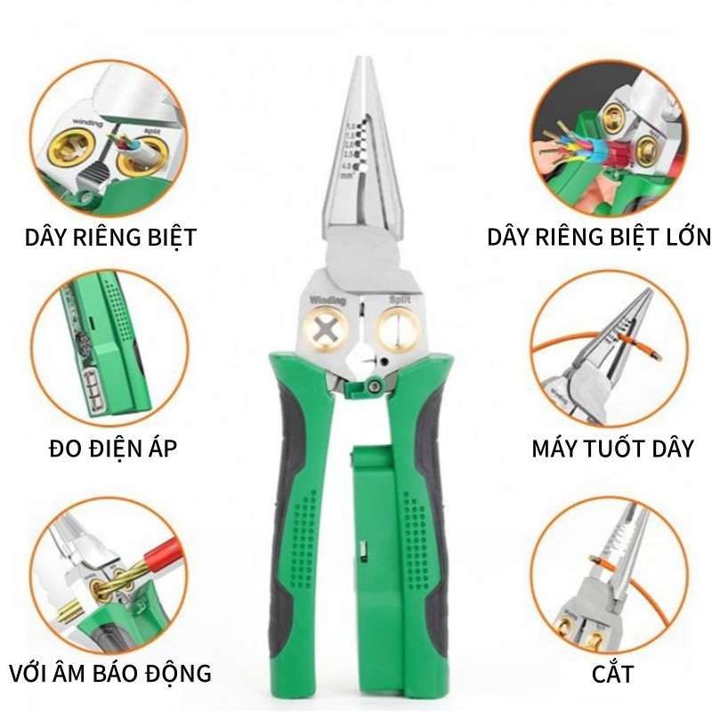 8 Trong 1 Dây Tước Kìm Điện Cáp Vũ Nữ Thoát Y,may tuốt dây thép không gỉ với máy kiểm tra điện