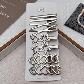 Okcatzone 8 Cái / bộ Bạc Kim Loại Đa Phong Cách Kẹp Tóc Liền Mạch Nổ Kẹp Tóc Đơn Giản Mũ Phụ Kiện Tóc Cho Nữ L6X6