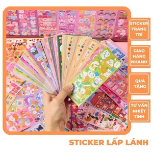 Combo 100 tấm sticker KHÔNG TRÙNG lấp lánh trang trí 12*4cm