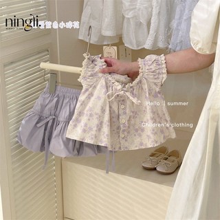 Bộ trang phục hoa cho bé gái, bộ hai mảnh thời trang cho trẻ em