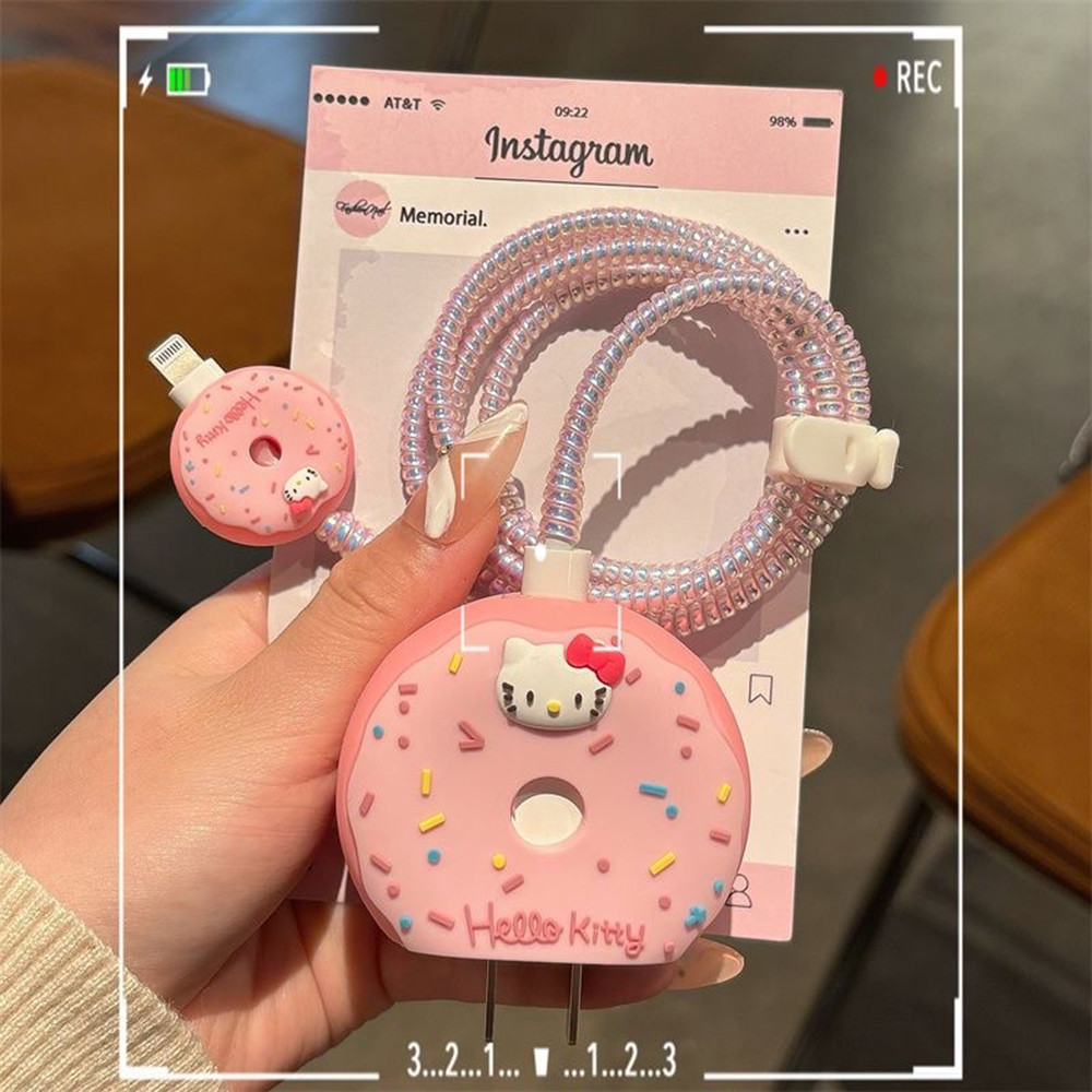 Pink Cat Cho iPhone Sạc Nhanh Vỏ Bảo Vệ Cáp Dữ Liệu Đầu Sạc Cáp Dữ Liệu Bảo Vệ Phụ Kiện