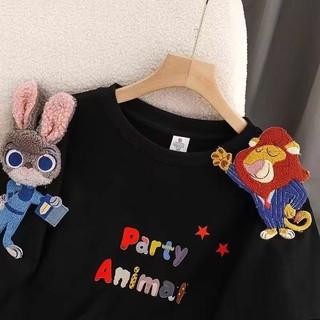 M-4XL Size Lớn Top Nữ Động Vật Điên 100% Cotton Áo Thun Tay Ngắn Mùa Hè Áo Thun Nam Nữ Sinh Viên Rời Top Cặp Đôi Nửa Tay Ngọt Ngào Top Hợp Thời Trang Plus Size Quần Áo Nữ