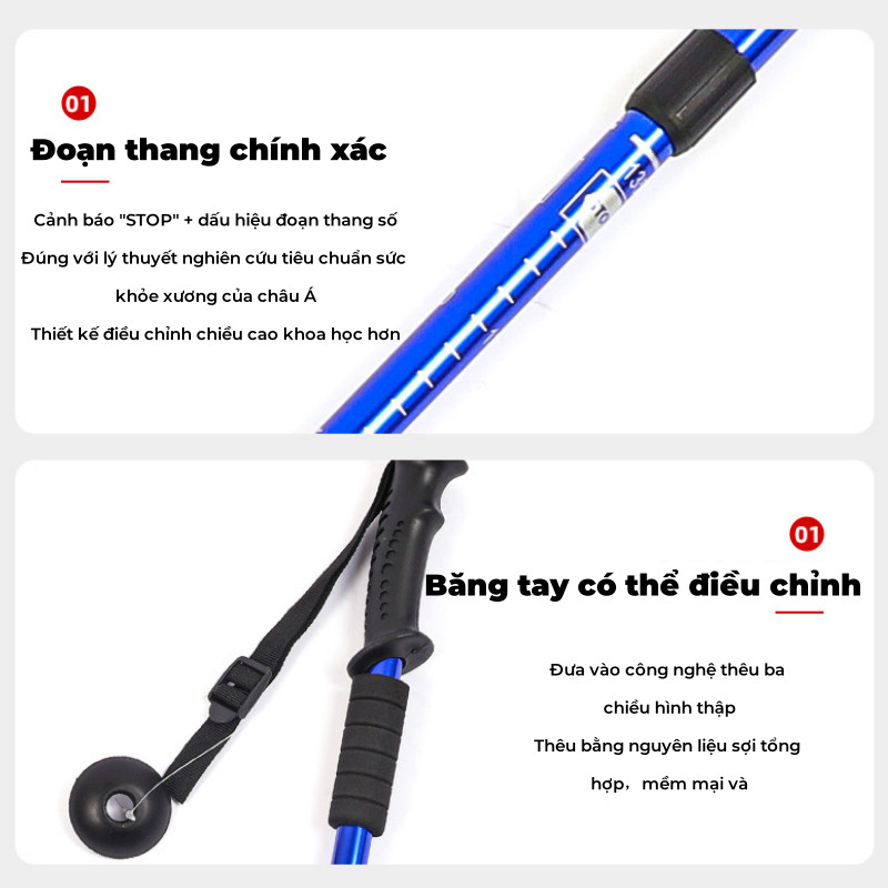 Gậy Leo Núi Rút Hợp Kim Nhôm,siêu nhẹ,gấp gọn tiện lợi đem theo đi dã ngoại,Chắc chắn và bền bỉ