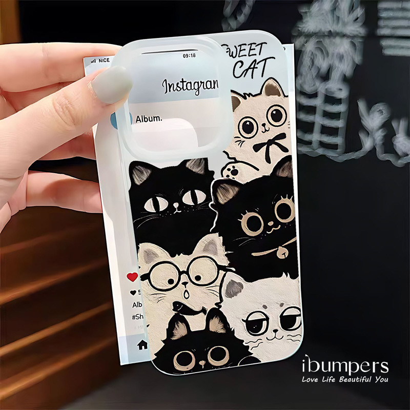 ibumpers Ốp Lưng IPhone Dễ Thương Họa Tiết Mèo Vui Nhộn Ốp Điện Thoại Trong Suốt Nhám Mờ TPU Mỏng Chống Sốc Chống Bẩn Cho IPhone 16 15 14 12 13 11 Pro Max IP 7 8 Plus X XS XR