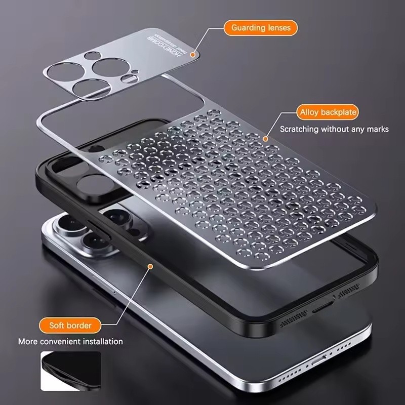 Vỏ Điện Thoại Iphone Hợp Kim Nhôm Tản Nhiệt Vỏ Điện Thoại Thiết Kế Tổ Ong Vỏ Bảo Vệ Thoáng Khí Cho Iphone 16 / 15 / 14 / 13