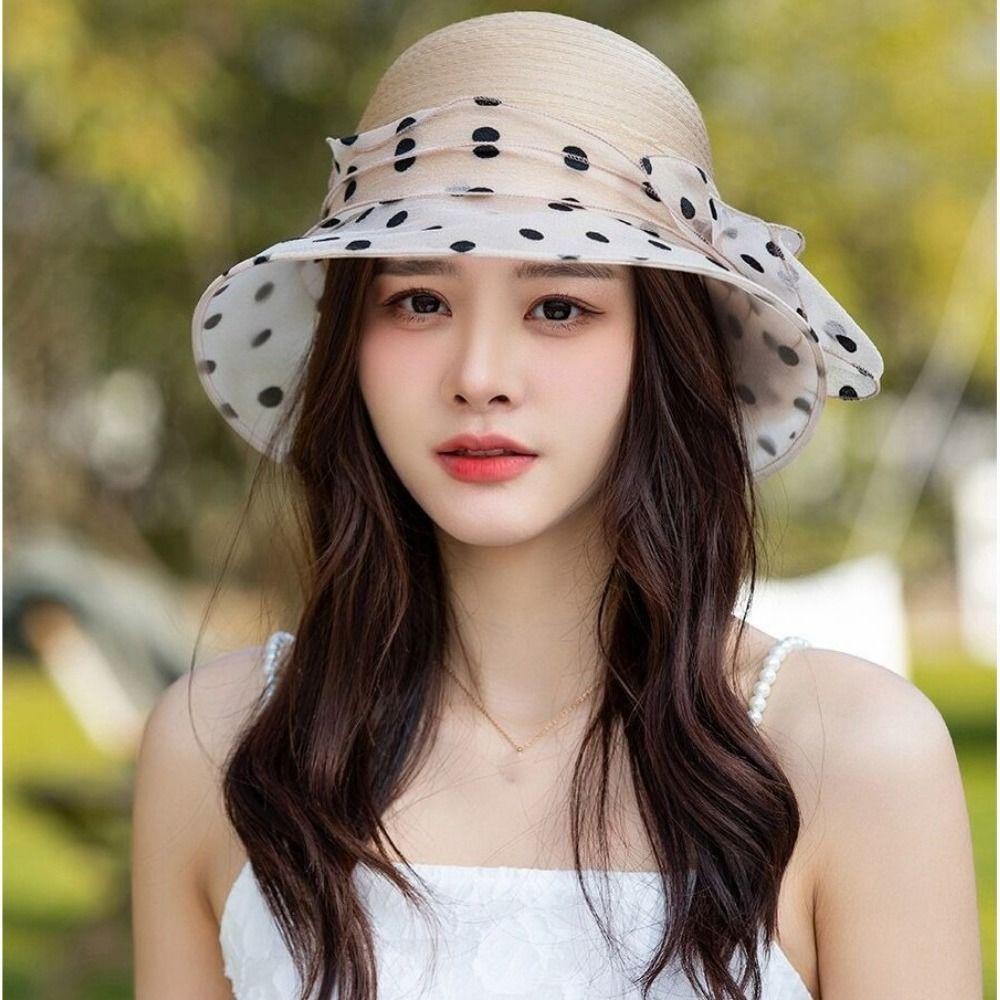 Mũ chống nắng SAMO chấm bi organza và màu trơn, bảo vệ da dưới nắng nóng