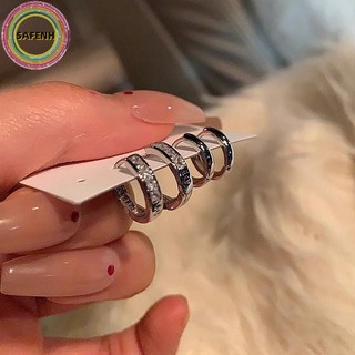 SAFENH 4 Cái / bộ Bông Tai Vòng Pha Lê Zircon Thẩm Mỹ Cho Nữ Hợp Thời Trang Thoáng Mát Tinh Tế Bông Tai Đeo Hàng Ngày Phụ Kiện Trang Sức Quà Tặng VN