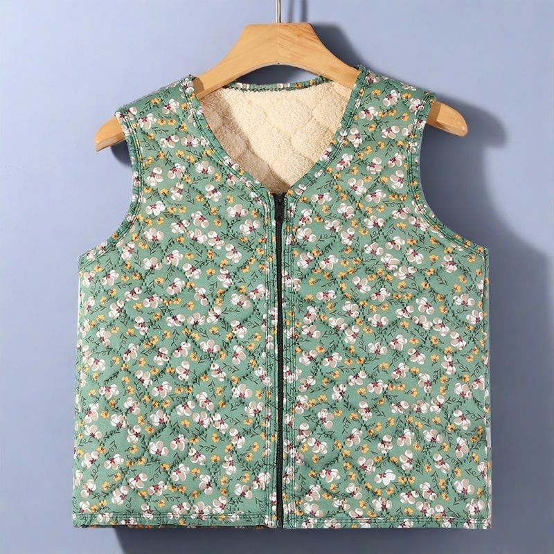 Áo Vest Thời Trang Thu Đông Hoa Văn Đơn Giản Cho Mẹ