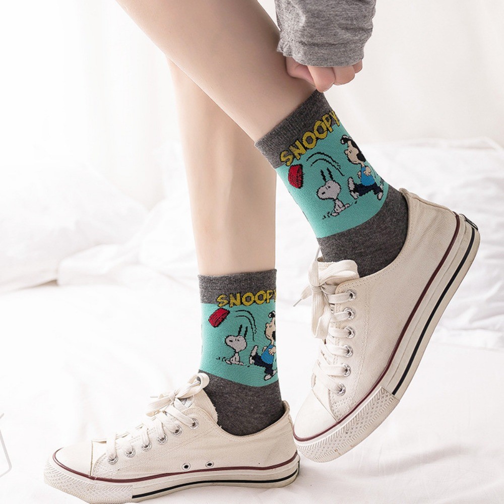 Tất Hoạt Hình Snoopy Ống Giữa Phong Cách Mới Cặp Đôi Hàn Quốc Cotton Hợp Thời Trang | BigBuy360 - bigbuy360.vn