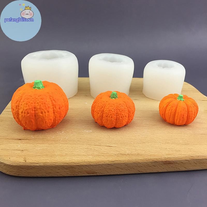 Pufangbliss 1 Silicone 3 Kích Thước Halloween 3D Khuôn Bí Ngô Trang Trí Khuôn Bánh VN