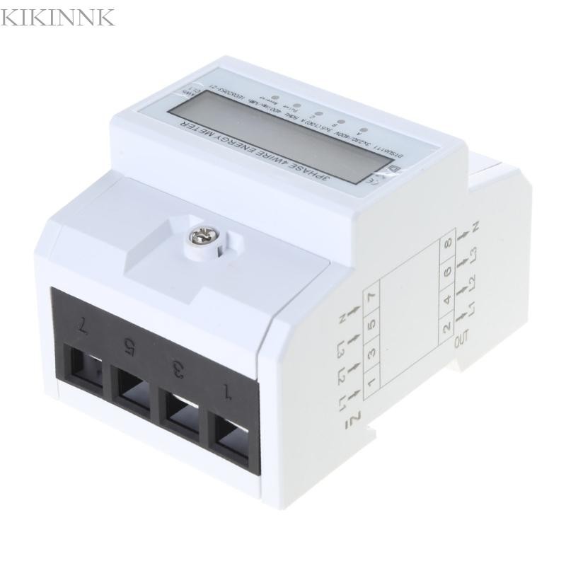 Kikin 3 Pha 4 Dây Đồng Hồ Đo Năng Lượng Điện 3x 220V 380V DIN Rail Đồng Hồ Đo Trung Cấp Để Đo Nguồn Điện Syst