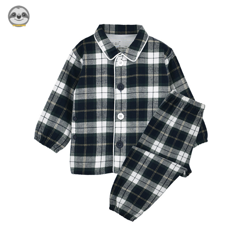 Phong cách Nhật Bản Muji Style / Flannel Cotton nguyên chất Đồ ngủ trẻ em / Bộ đồ ngủ liền mạch cho trẻ em / Đồ ngồi dễ dàng đeo cho trẻ em