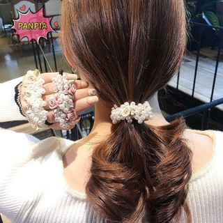 Pnpia Ngọc Trai Đính Hạt Tóc Scrunchies Đuôi Ngựa Dây Buộc Tóc Ngọc Trai Ngọt Ngào Co Giãn Dây Buộc Tóc Boutique