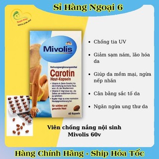 [Nội địa Đức] Viên Uống Chống Nắng Mivolis Carotin Hộp 60 Viên của Đức