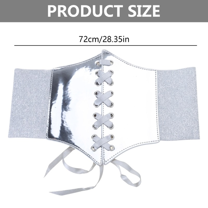 Dasbsug Bạc Corset Thắt Lưng Bạc Y2k Nữ Thắt Lưng Co Giãn Cho Đầm Rộng Đầm Thắt Lưng