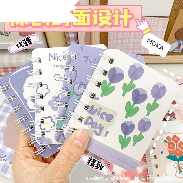 [Sổ mini]Sổ Ghi Chú Hình Hoa Tulip Tím , Sổ Tay Mini Cute A7 Giấy Chống ...