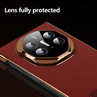 360 Xoay Đứng Da Ốp Lưng Điện Thoại Huawei Mate XT Ultimate Siêu Mỏng Khung Mạ Điện Giá Đỡ Vỏ Bảo Vệ