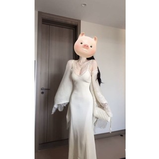 Váy ôm hông, váy liền cardigan, áo len, Bộ áo choàng hai dây, áo choàng khí chất, Bộ hai chiếc mặc mùa thu cho nữ