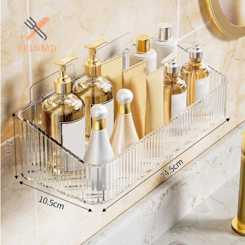 Rrlnmd Treo Tường Tắm Dầu Gội Giá Đỡ Kệ Sắp Xếp Không Khoan Có Thể Tháo Rời Chất Liệu PET Trong Suốt Giá Để Đồ Phòng Tắm MỚI