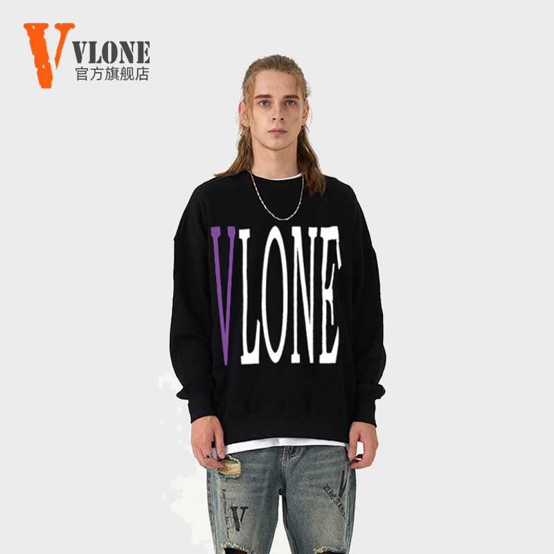 Bán chạy VLONE phổ biến của Mỹ xu hướng cổ thủy thủ đoàn lớn in chữ V dáng rộng áo len nam nữ 1121