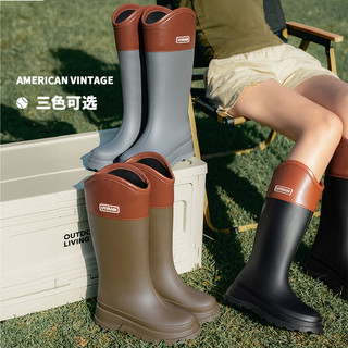 2024 Phong Cách Mới Knight Boots Nữ Giày Bốt Dài Nhỏ Chống Thấm Nước Chống Trơn Trượt Giày Đi Mưa Thời Trang Tăng Cao Mỏng Hơn Nhìn Dày-