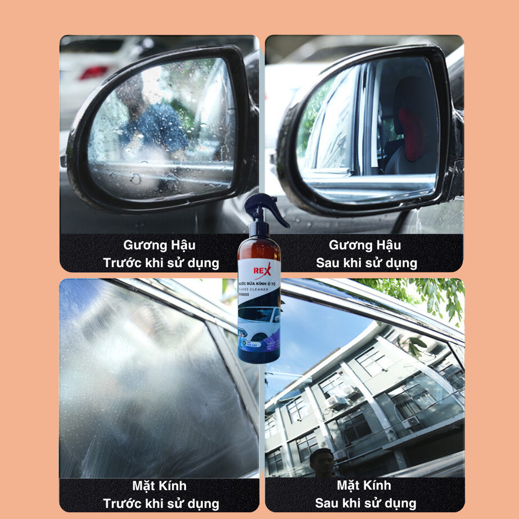 Nước rửa kính ô tô REX RX6600 500ml chuyên dụng, Làm sạch vệ sinh và bảo dưỡng kính xe hơi