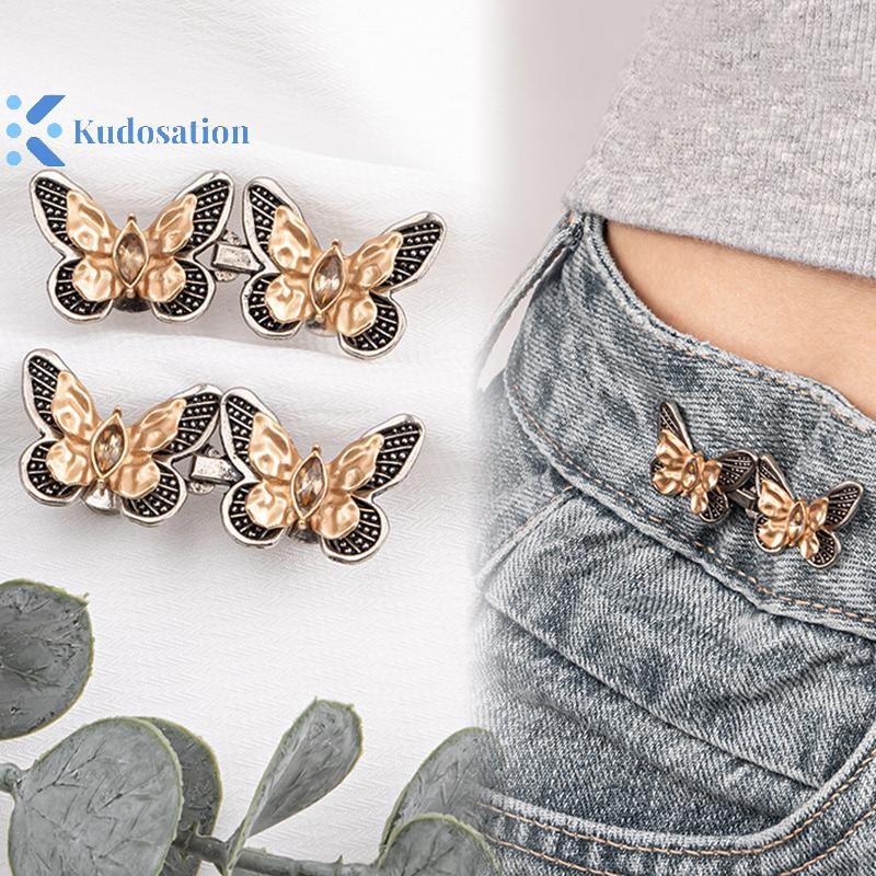 Kudosation 1 Cặp Khóa Eo Cho Nữ Váy Quần Jean Có Thể Điều Chỉnh Eo Kẹp Thắt Lưng Nút Kim Loại Chân Quần Áo Phụ Kiện