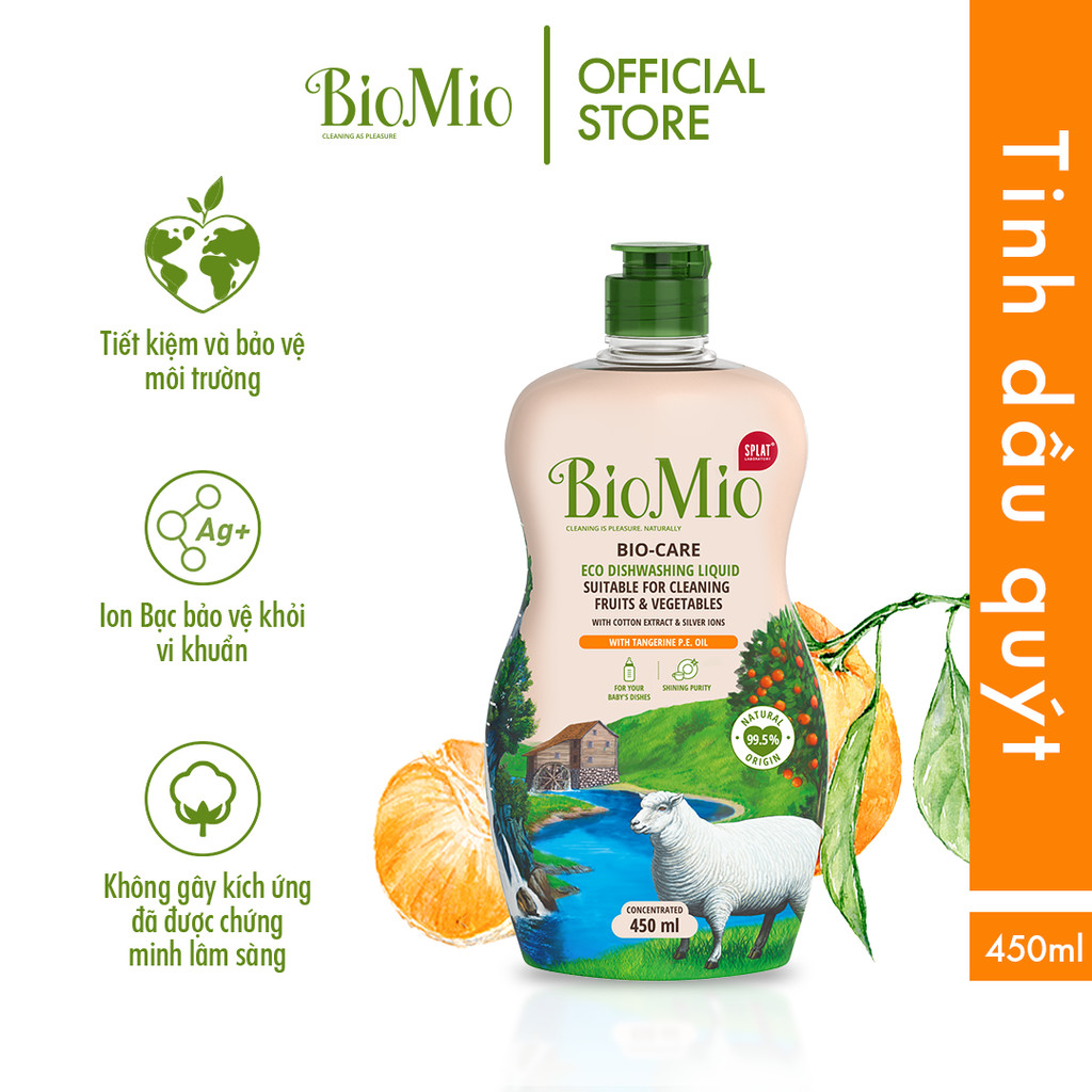 Mô tả Nước rửa chén bát hữu cơ BIOMIO BIO-CARE 450ml đa năng an toàn rửa được trái cây rau chén bát em bé - 2